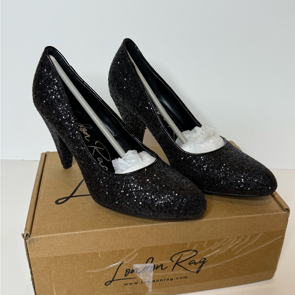 Black Glitter Women's Heels